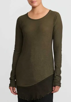 Rundholz Dip Cotton & Mesh Long Sleeve T-Shirt In Khaki Cloud Green