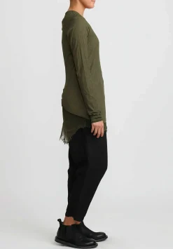 Rundholz Dip Cotton & Mesh Long Sleeve T-Shirt In Olive Cloud Green
