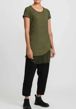 Rundholz Dip Cotton & Mesh Short Sleeve T-Shirt In Olive Cloud Green