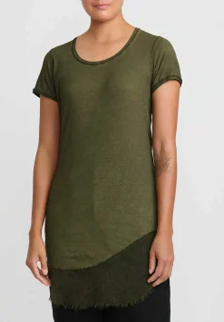 Rundholz Dip Cotton & Mesh Short Sleeve T-Shirt In Olive Cloud Green