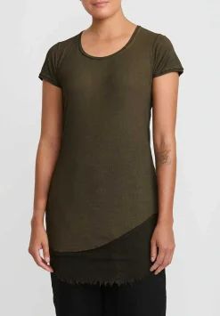 Rundholz Dip Cotton & Mesh Short Sleeve T-Shirt In Khaki Cloud Green
