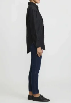 Umit Unal Cotton & Silk Long Sleeve Shirt In Black