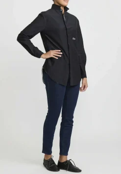 Umit Unal Cotton & Silk Long Sleeve Shirt In Black