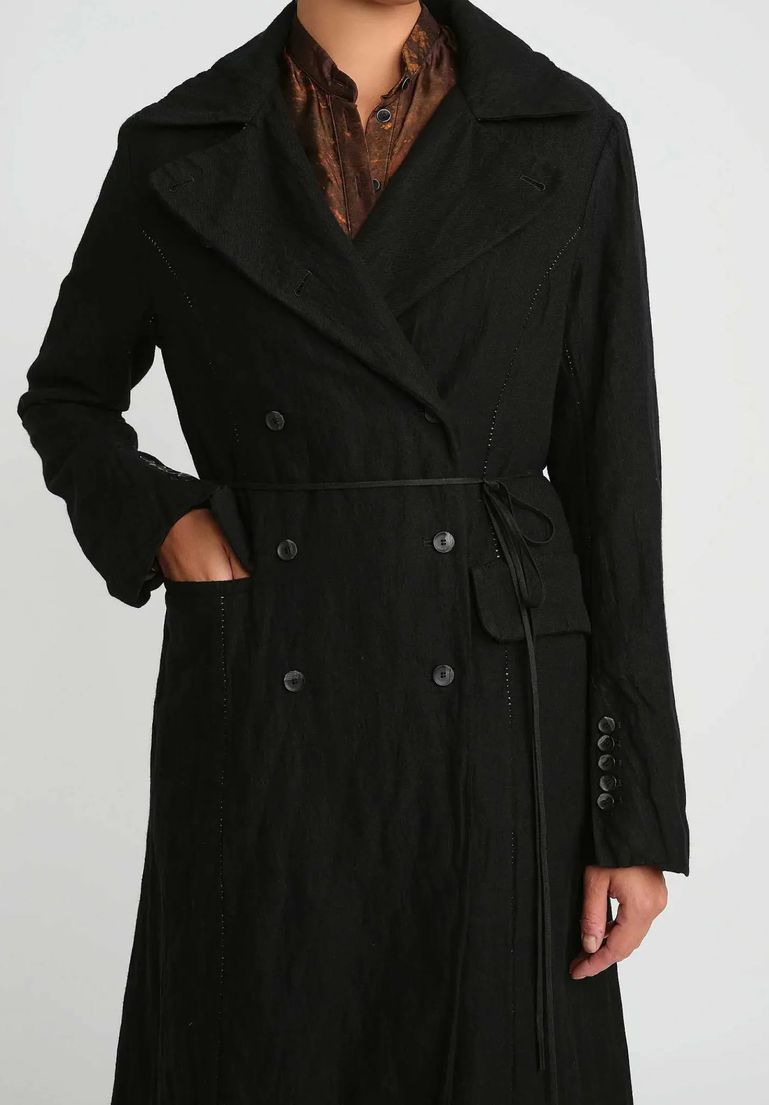 Masnada Cotton & Wool Double-Breasted Coat In Black