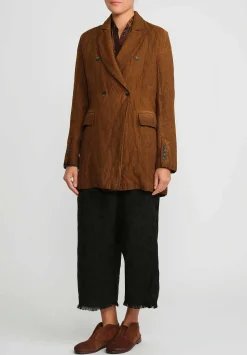 Masnada Cotton & Wool Double-Breasted Jacket In Land Brown