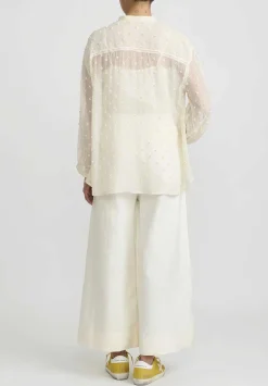 Péro Cotton And Silk Beaded Daisy Shirt In Ivory