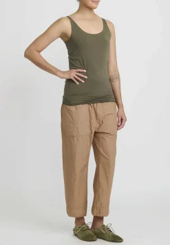 Album di Famiglia Cotton Canotta Tank Top In Khaki Green