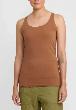 Album di Famiglia Cotton Canotta Tank Top In Pottery Brown