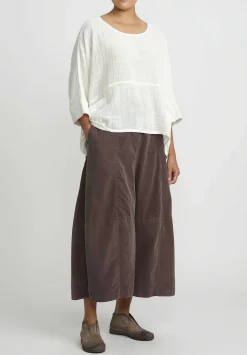 Gilda Midani Cotton Corduroy Egg Pants In Chocolate Brown