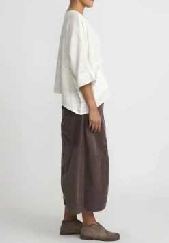 Gilda Midani Cotton Corduroy Egg Pants In Chocolate Brown