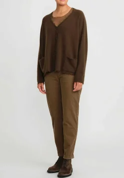 Rundholz Black Label Cotton Corduroy Skinny Stretch Pants In Bronze Brown