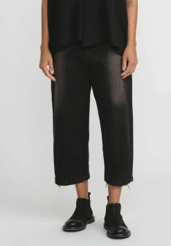 Rundholz Cotton Denim Distressed Dropcrotch Jeans In Black & Brown