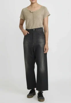 Rundholz Cotton Denim Dropcrotch Pants In Faded Black