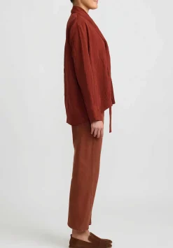 Lemaire Cotton Denim ''Twisted'' Pants In Brick Brown