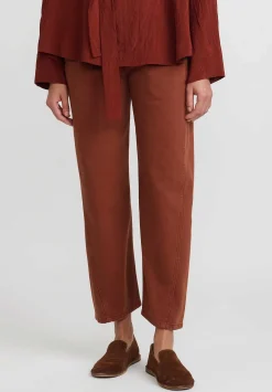 Lemaire Cotton Denim ''Twisted'' Pants In Brick Brown