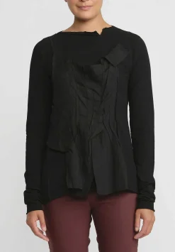 Rundholz Cotton Distressed Long Sleeve T-Shirt In Black