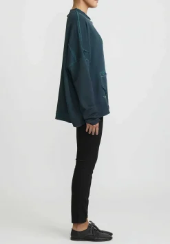 Umit Unal Cotton Distressed Sweatshirt In Pine Green