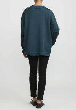 Umit Unal Cotton Distressed Sweatshirt In Pine Green