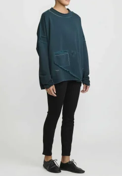 Umit Unal Cotton Distressed Sweatshirt In Pine Green