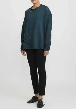 Umit Unal Cotton Distressed Sweatshirt In Pine Green