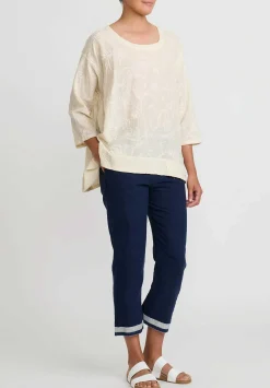 Injiri Cotton Embroidered Rasa Top In Ivory White