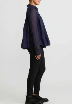Rundholz Dip Cotton Gathered Shirt In Grape Purple