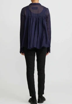 Rundholz Dip Cotton Gathered Shirt In Grape Purple