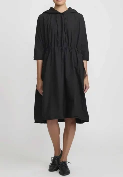 Album di Famiglia Cotton Hooded Tc Dress In Black