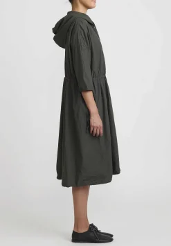 Album di Famiglia Cotton Hooded Tc Dress In Moss Green