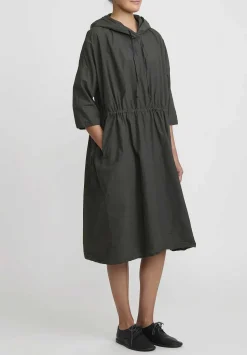 Album di Famiglia Cotton Hooded Tc Dress In Moss Green