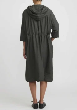 Album di Famiglia Cotton Hooded Tc Dress In Moss Green