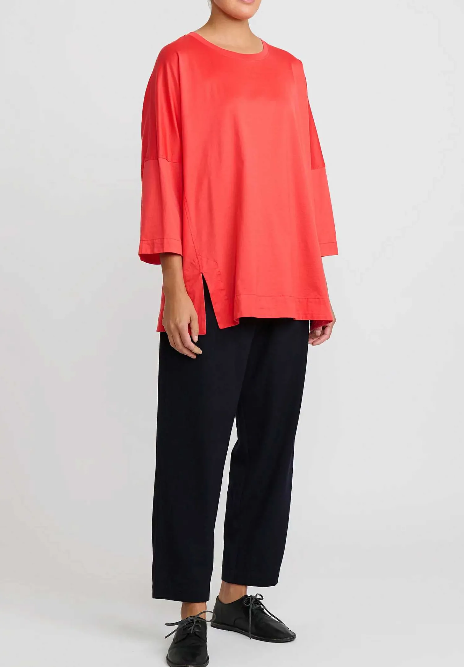 Casey Casey Cotton Jersey Top In Coral Red