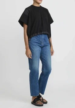 Sacai Cotton Jersey T-Shirt In Black