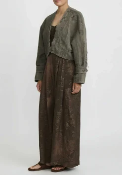 Uma Wang Cotton Linen Distressed Kady Jacket In Metamorphosis Grey