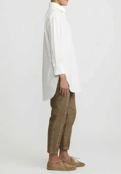 Umit Unal Cotton Long Asymmetric Side-Slit Shirt In Off White