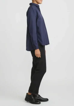 Bergfabel Cotton Loose Tyrol Shirt In Marine Blue