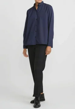 Bergfabel Cotton Loose Tyrol Shirt In Marine Blue