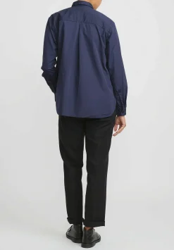 Bergfabel Cotton Loose Tyrol Shirt In Marine Blue
