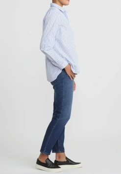 Bergfabel Cotton Loose Tyrol Shirt In Blue Stripe