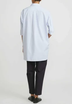 Jil Sander Cotton Multitrack Stripe Shirt In Blue Fly Catcher