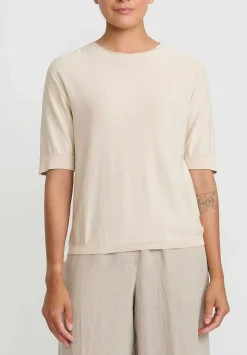 Antonelli Cotton Short Sleeve Platone Sweater In Off White Natural