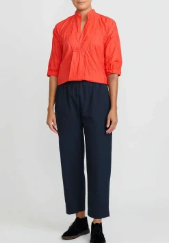 Daniela Gregis Cotton Sigaretta Elastico Pants In Blue