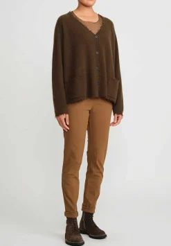 Rundholz Black Label Cotton Skinny Stretch Pants In Bronze Brown