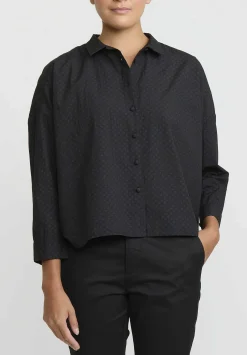 AODress Cotton Small Collar Pin Dot Shirt In Sumi Black