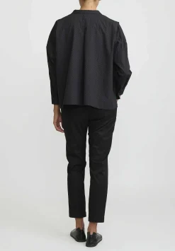 AODress Cotton Small Collar Pin Dot Shirt In Sumi Black