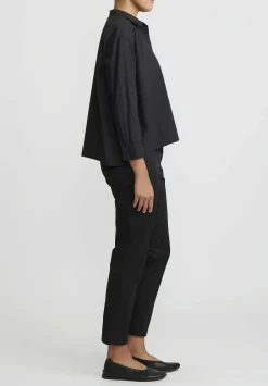 AODress Cotton Small Collar Pin Dot Shirt In Sumi Black