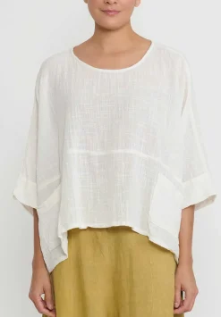 Gilda Midani Cotton Solid Dyed Short Bucket Top In White