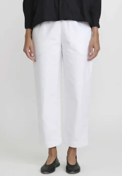 Daniela Gregis Cotton Twill Sigaretta Elastico Pants In Bianco White