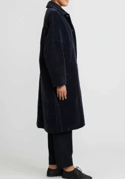 Casey Casey Cotton Velvet Big Blobby Coat In Navy Blue