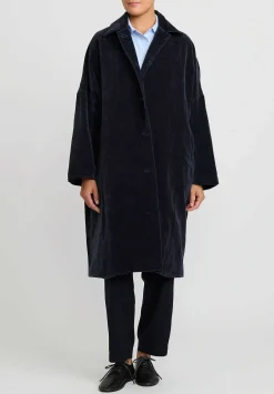 Casey Casey Cotton Velvet Big Blobby Coat In Navy Blue